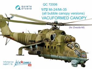 Quinta Studio QC72006 Mi-24/35 all bubble-version vacuformed clear canopy (for Zvezda kit) 1/72