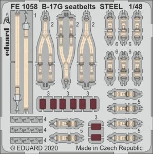 Eduard FE1058 B-17G seatbelts STEEL 1/48 HKM
