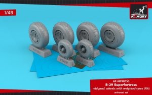 Armory Models AW48350 B-29 Superfortress mid production wheels w/ weighted tyres (RA) & PE hubcaps 1/48