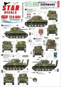 Star Decals 72-A1041 British Shermans. 75th D-Day Special. Sherman Mk I / Mk II / Mk III / Mk I Hybrid 1/72
