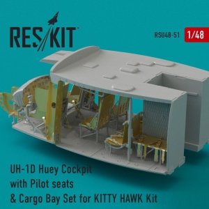 RESKIT RSU48-0051 UH-1D Huey Cockpit with Pilot seats & Cargo Bay Set for Kitty Hawk kit 1/48