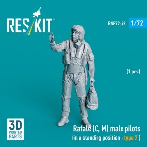 RESKIT RSF72-0062 Rafale (C, M) male pilot (in a standing position - type 2) (1 pcs) (3D Printed) (1/72)
