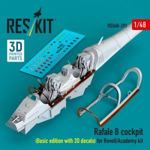 RESKIT RSU48-0291 Rafale B cockpit (Basic edition with 3D decals) for Revell/Academy kit (3D Printed) (1/48)