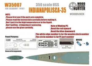 Wood Hunter W35007 Wood Deck USS Cruiser Indianapolis for Academy 1/350
