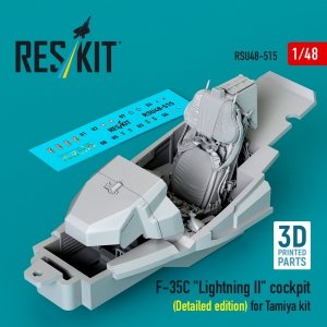 RESKIT RSU48-0515 F-35C Lightning II cockpit (Detailed edition) for Tamiya kit (3D Printed) (1/48)