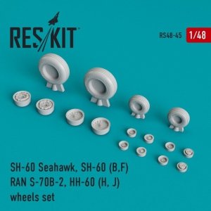 RESKIT RS48-0045 SH-60 Seahawk, SH-60 (B,F) RAN S-70B-2, HH-60 (H, J) wheels set 1/48