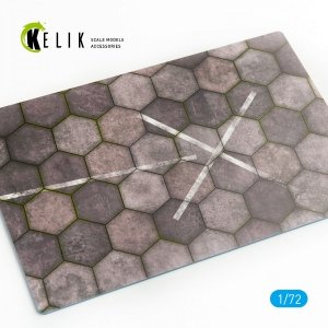 KELIK KS72004 HEXAGONNAL CONCRETE PLATES FOR AIRCRAFT AND HELICOPTERS BASE - ACRYLIC 3 MM (280 X 180 MM) 1/72