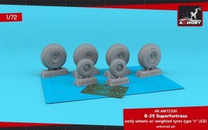 Armory Models AW72356 B-29 Superfortress early production wheels w/ weighted tyres type “c” (GS) & PE hubcaps 1/72