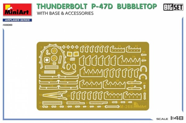 MiniArt 48018 THUNDERBOLT P-47D BUBBLETOP WITH BASE &amp; ACCESSORIES. BIG SET 1/48
