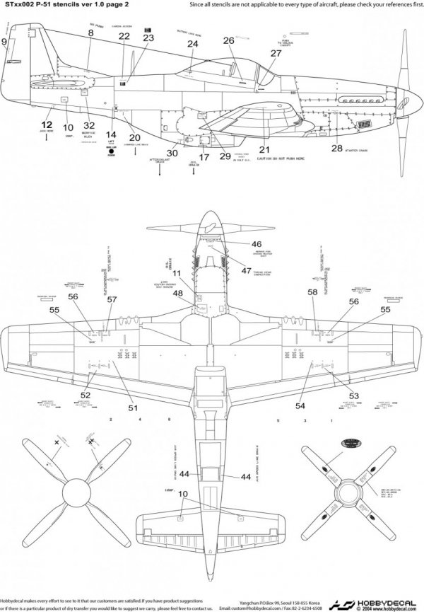 HobbyDecal ST48002V1 P-51 Stencils ver 1 1/48