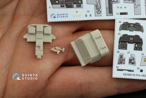 Quinta Studio QD48216 F/A-18D Late 3D-Printed &amp; coloured Interior on decal paper with resin parts (Kinetic) 1/48