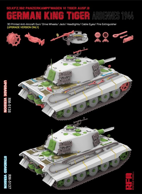 Rye Field Model 5138 German King Tiger Pz.Kpfw. VI Ausf. B Ardennes 1944 Upgrade Version 1/35