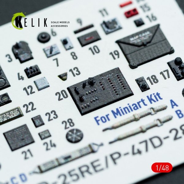 Kelik K48141 P-47D - 25RE/28RA - interior 3D decals for MiniArt kit (1/48)