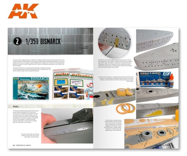 AK Interactive AK249 MODELLING FULL AHEAD 3: BISMARK &amp; TIRPITZ (English)
