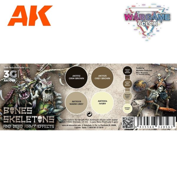 AK Interactive AK1069 WARGAME COLOR SET. BONES AND SKELETONS. 4x17 ml