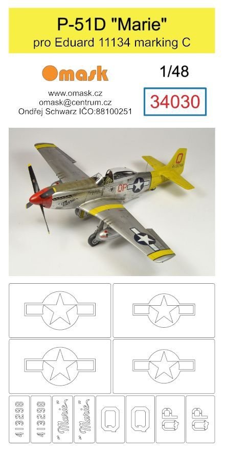 Omask 34030 P-51D Mustang Marie (for Eduard 11134 marking C) 1/48