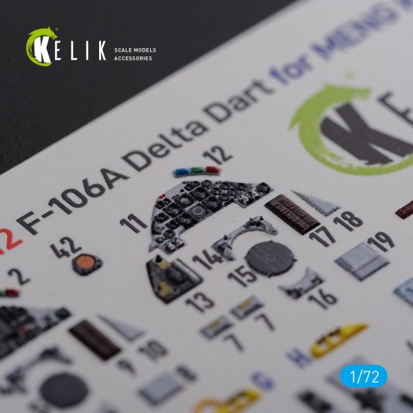 KELIK K72112 F-106A Delta Dart interior 3D decals for Meng kit 1/72