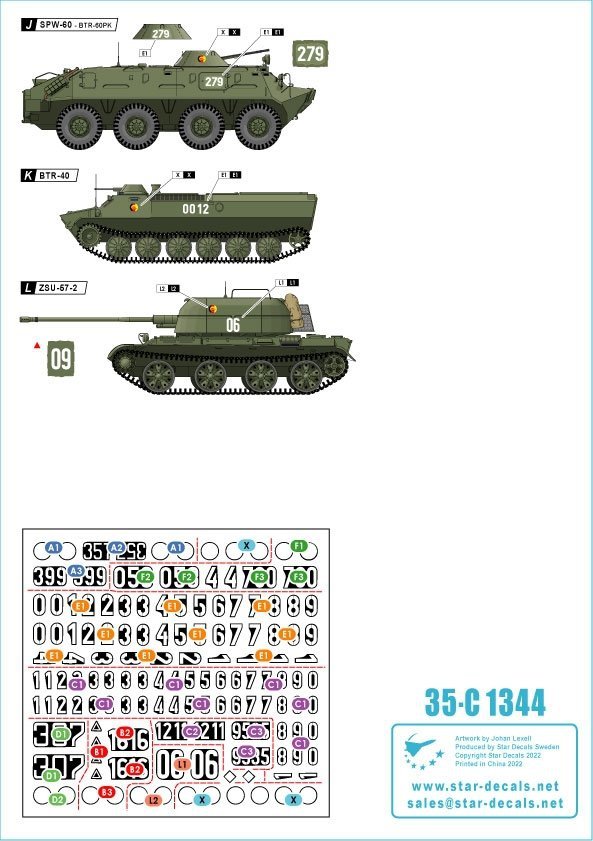 Star Decals 35-C1344 DDR - NVA 3. Numbers &amp; insignia of the East German Nationale Volksarmee 1/35