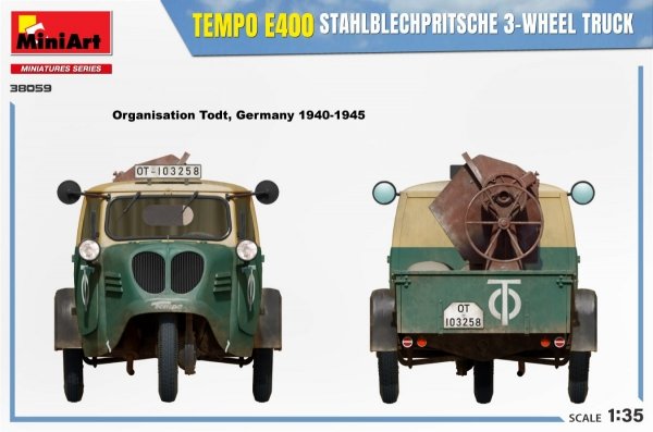 MiniArt 38059 TEMPO E400 STAHLBLECHPRITSCHE 3-WHEEL TRUCK 1/35