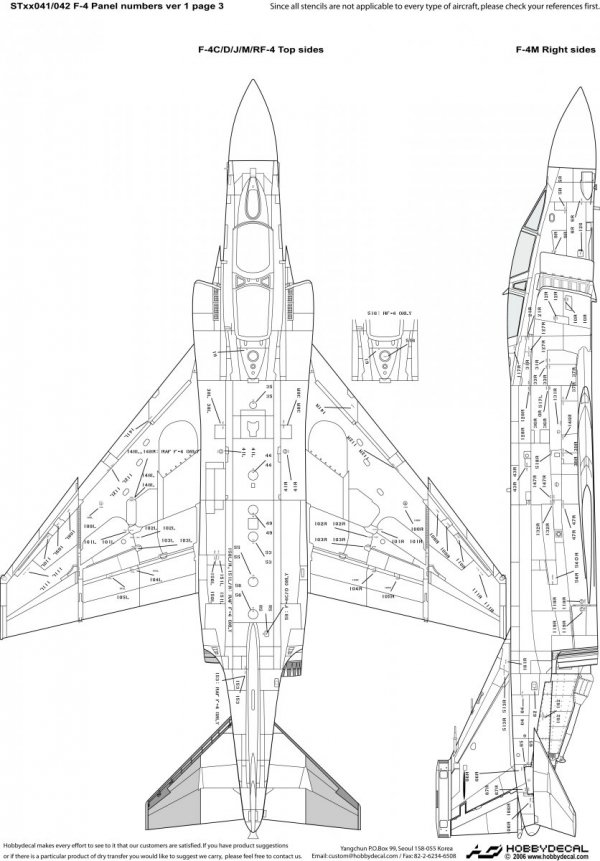 HobbyDecal ST48042V1 F-4 Panel numbers White stencil font ver 1 1/48