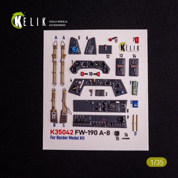 Kelik K35042 FW-190A-8 - interior 3D decals for Border Models kit 1/35