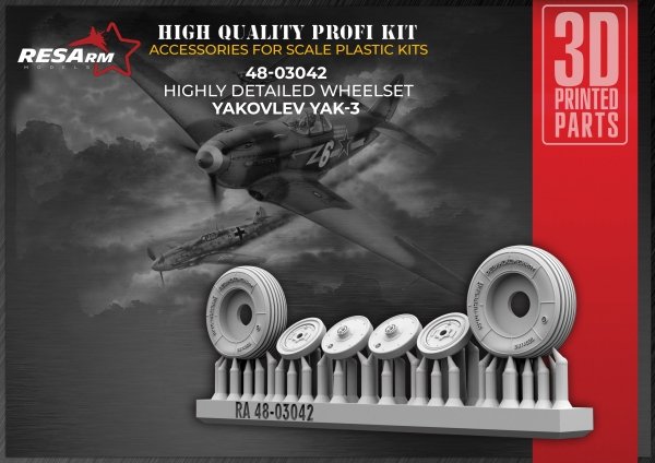 RESArm 48-03042 YAK 3 - Wheels under load (3D resin printing) 1/48
