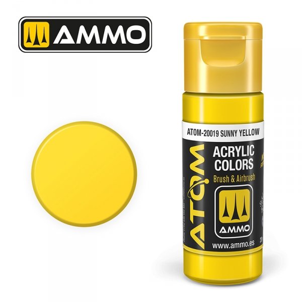 AMMO of Mig Jimenez 20019 ATOM COLOR Sunny Yellow 20ml
