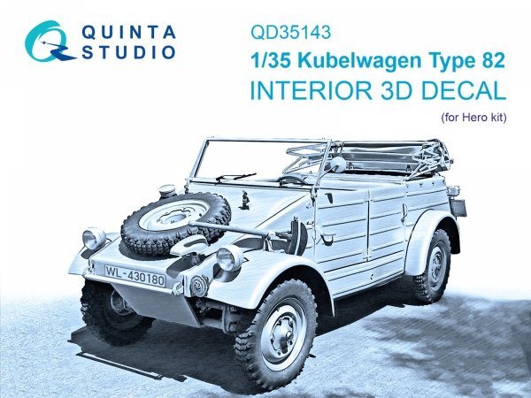 Quinta Studio QD35143 Kubelwagen Type 82 3D-Printed &amp; coloured Interior on decal paper (Hero) 1/35