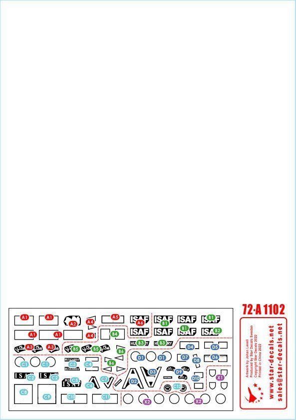 Star Decals 72-A1102 ISAF-Afghanistan # 3. Peacekeepers from Bulgaria, Hungary and Portugal. BRDM-2, BTR-80A, Panhard VBL. 1/72