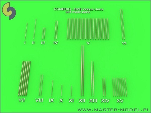 Master SM-350-077 SMS Viribus Unitis - masts, yards and other turned parts set - fits Combrig model