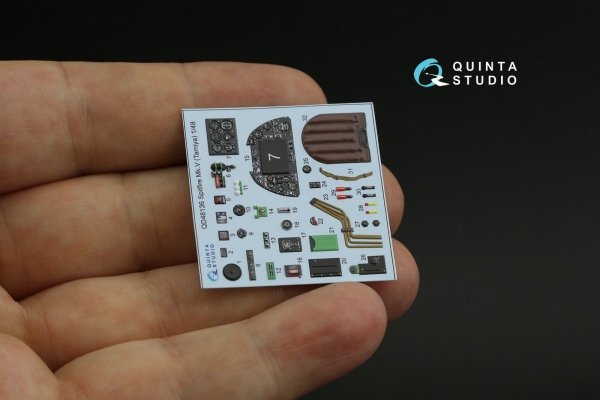 Quinta Studio QD48136 Spitfire Mk.V 3D-Printed &amp; coloured Interior on decal paper (Tamiya) 1/48
