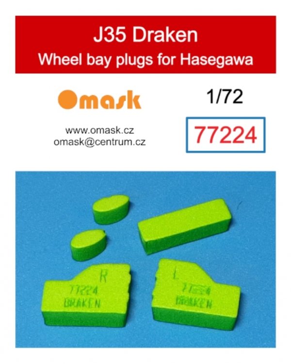 Omask 77224 J35 Draken wheel bay plugs (for Hasegawa) 1/72