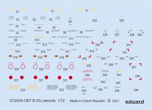 Eduard D72034 B-25J stencils HASEGAWA/REVELL 1/72