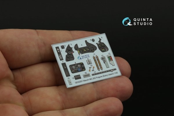 Quinta Studio QD32201 Macchi MC.202 Folgore Early 3D-Printed &amp; coloured Interior on decal paper (Italeri) 1/32