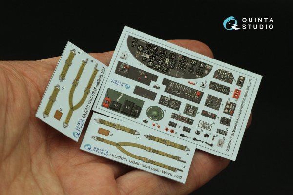 Quinta Studio QD32204 B-25J Mitchell Gun nose 3D-Printed &amp; coloured Interior on decal paper (HK models) 1/32
