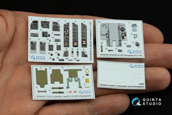 Quinta Studio QD48309 AV-8B Late 3D-Printed &amp; coloured Interior on decal paper (Hasegawa) 1/48