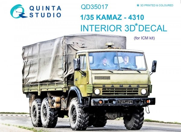Quinta Studio QD35017 KAMAZ 4310 3D-Printed &amp; coloured Interior on decal paper (for ICM kit) 1/35
