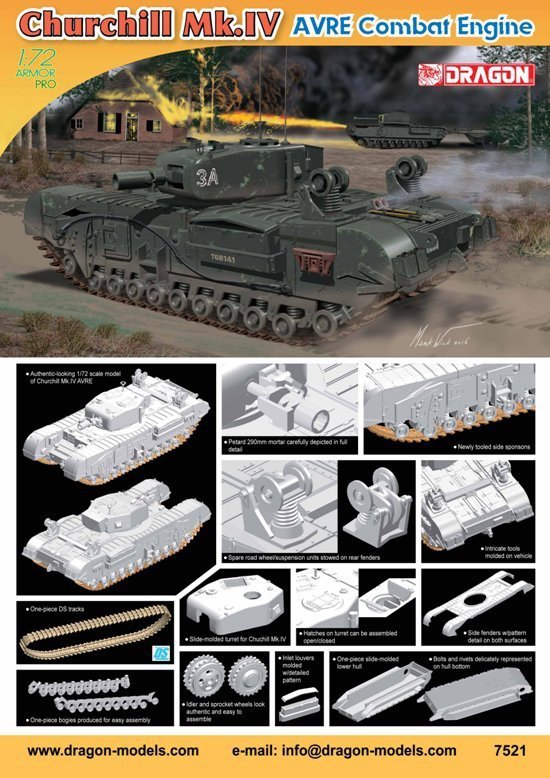 Dragon 7521 Churchill Mk.IV AVRE 1/72