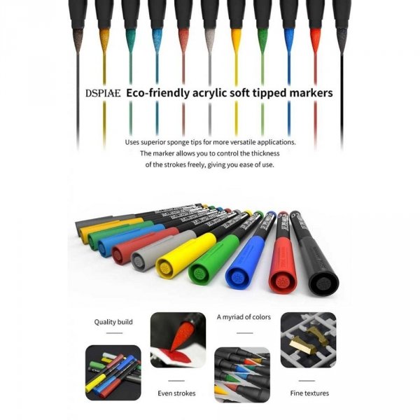 DSPIAE MK-01 Pure Black Soft Tipped Marker Pen