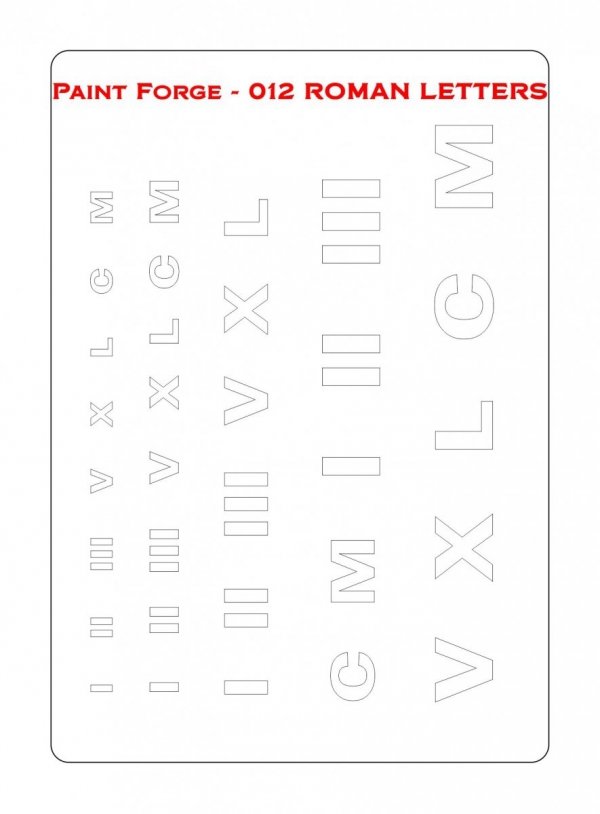Paint Forge PFST012M STENCIL - ROMAN LETTERS