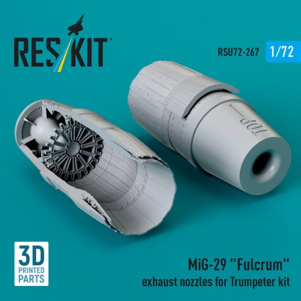 RESKIT RSU72-0267 MiG-29 &quot;Fulcrum&quot; exhaust nozzles for Trumpeter kit (3D Printed) 1/72