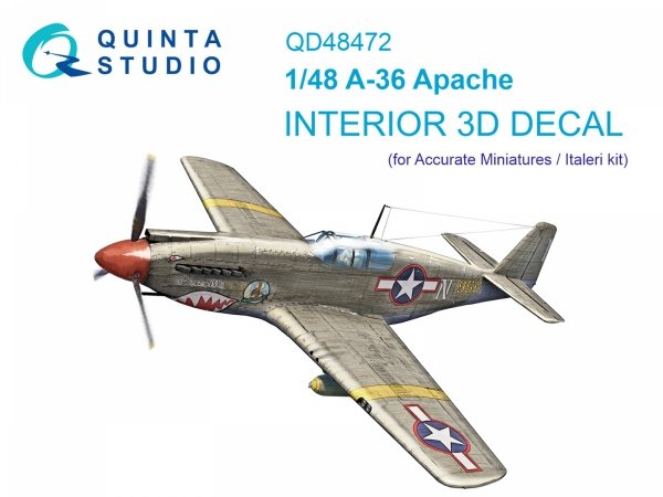 Quinta Studio QD48472 A-36 3D-Printed coloured Interior on decal paper (Accurate Miniatures/Italeri) 1/48