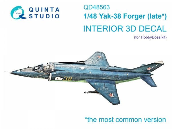 Quinta Studio QD48563 Yak-38 3D-Printed &amp; coloured Interior on decal paper ( HobbyBoss ) 1/48