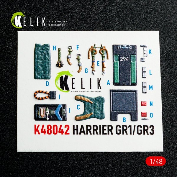 Kelik K48042 Harrier GR1/GR3 interior 3D decals for Kinetic kit (1/48)