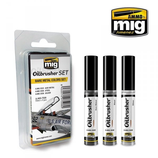 AMMO of Mig Jimenez 7508 BARE METAL COLORS SET