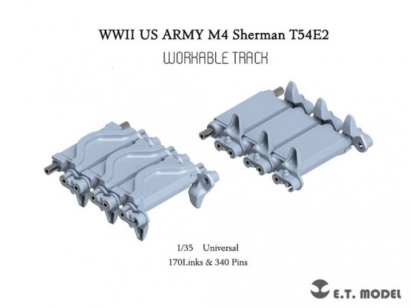 E.T. Model P35-087 WWII US ARMY M4 Sherman T54E2 Workable Track (3D Printed) 1/35