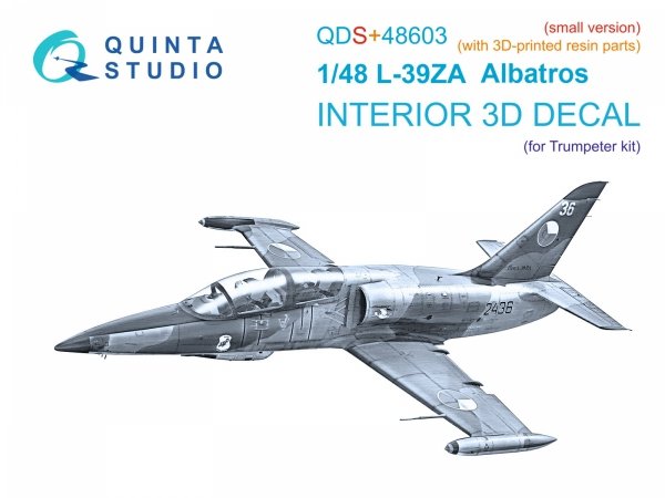 Quinta Studio QDS+48603 L-39ZA 3D-Printed &amp; coloured Interior on decal paper ( Trumpeter )( Small version )( with 3D-printed resin parts ) 1/48