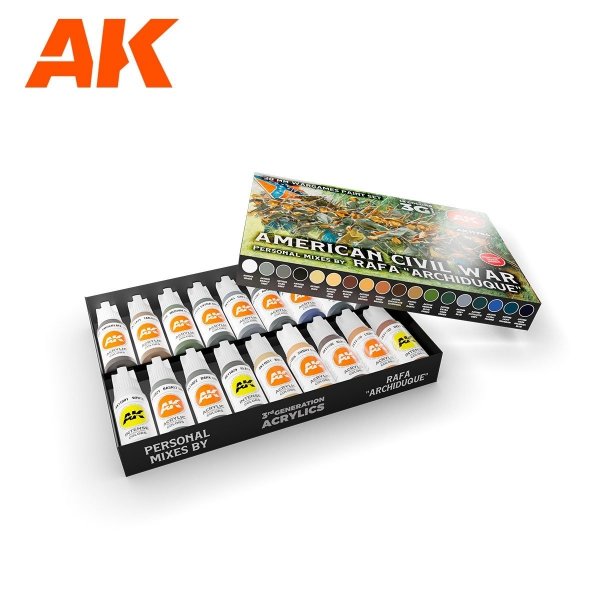AK Interactive AK11764 SIGNATURE SET – RAFA “ARCHIDUQUE” – SPECIAL 28MM AMERICAN CIVIL WAR PAINT SET 18x17 ml