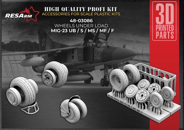 RESArm 48-03086 MIG-23 - Wheels under load (3D resin printing) 1/48