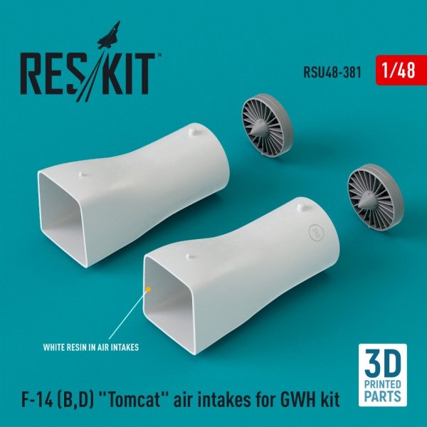 RESKIT RSU48-0381 F-14 (B,D) Tomcat air intakes for GWH kit (3D Printed) 1/48